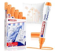edding 4500 marcador textil - naranja neón - caja de 10 - punta redonda de 2-3 mm - rotuladores textiles permanentes para dibujar y caligrafiar sobre tejidos, resistentes a lavados de hasta 60 °C
