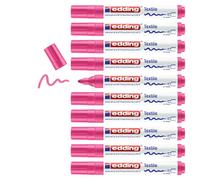 edding 4500 marcador textil - rosa neón - caja de 10 - punta redonda de 2-3 mm - rotuladores textiles permanentes para dibujar y caligrafiar sobre tejidos, resistentes a lavados de hasta 60 °C