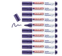 edding 4500 marcador textil - violeta - caja de 10 - punta redonda de 2-3 mm - rotuladores textiles permanentes para dibujar y caligrafiar sobre tejidos, resistentes a lavados de hasta 60 °C