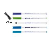 edding Rotuladores textiles 4600 Pack de 5 Punta 1mm Negro/Azul/Azul claro/Verde claro/Verde oriental