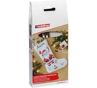 Edding 4600 - Set de rotuladores textiles, color negro y rojo, rotuladores para decorar la ropa, ideal para dibujar diseños de Papá Noel