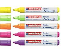 Edding 5-4500-4- - Rotulador para ropa (varios colores, punta redonda de 2-3 mm), Textilmarker, colores neón, 5