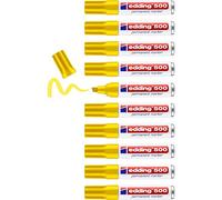 edding 500 marcador permanente - amarillo - 10 rotuladores - punta biselada 2-7 mm - resistente al agua, de secado rápido, rotuladores indelebles - para cartón, plástico, madera, metal, vidrio