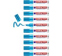 edding 500 marcador permanente - azul claro - 10 rotuladores - punta biselada 2-7 mm - resistente al agua, de secado rápido, rotuladores indelebles - para cartón, plástico, madera, metal, vidrio