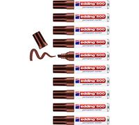 edding 500 marcador permanente - marrón - 10 rotuladores - punta biselada 2-7 mm - resistente al agua, de secado rápido, rotuladores indelebles - para cartón, plástico, madera, metal, vidrio