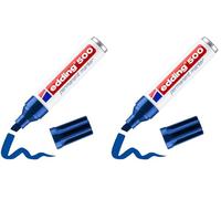 edding 500 marcador permanente - azul - 1 rotulador - punta biselada 2-7 mm - resistente al agua, de secado rápido, rotuladores indelebles - para cartón, plástico, madera, metal, vidrio (Paquete de 2)