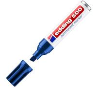 edding 500 marcador permanente - azul - 1 rotulador - punta biselada 2-7 mm - resistente al agua, de secado rápido, rotuladores indelebles - para cartón, plástico, madera, metal, vidrio