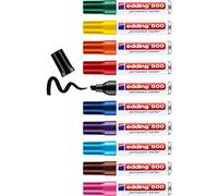 edding 500 marcador permanente - multicolor - 10 rotuladores - punta biselada 2-7 mm - resistente al agua, de secado rápido, rotuladores indelebles - para cartón, plástico, madera, metal, vidrio