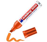 edding 500 marcador permanente - naranja - 1 rotulador - punta biselada 2-7 mm - resistente al agua, de secado rápido, rotuladores indelebles - para cartón, plástico, madera, metal, vidrio