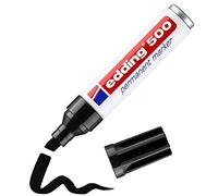 edding 500 marcador permanente - negro - 1 rotulador - punta biselada 2-7 mm - resistente al agua, de secado rápido, rotuladores indelebles - para cartón, plástico, madera, metal, vidrio