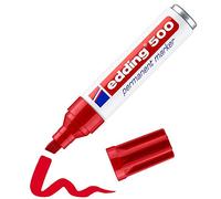 edding 500 marcador permanente - rojo - 1 rotulador - punta biselada 2-7 mm - resistente al agua, de secado rápido, rotuladores indelebles - para cartón, plástico, madera, metal, vidrio