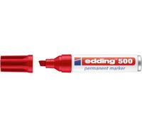 edding 500 marcador permanente - rojo - 1 rotulador - punta biselada 2-7 mm - resistente al agua, de secado rápido, rotuladores indelebles - para cartón, plástico, madera, metal, vidrio