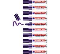 edding 500 marcador permanente - violeta - 10 rotuladores - punta biselada 2-7 mm - resistente al agua, de secado rápido, rotuladores indelebles - para cartón, plástico, madera, metal, vidrio
