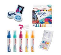 edding 5000 marcador acrílico de trazo grueso - surtido (abstracto) - juego de 5 rotuladores acrílicos resistentes al agua - punta biselada 5-10 mm - pintura acrílica para lienzo, madera y piedra