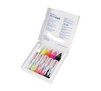 edding 5000 marcador acrílico de trazo grueso - surtido (neon) - juego de 5 rotuladores acrílicos resistentes al agua - punta biselada 5-10 mm - pintura acrílica para lienzo, madera y piedra