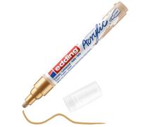 edding 5100 marcador acrílico de trazo medio - oro - 1 rotulador acrílico resistente al agua - punta redonda 2-3 mm - pintura acrílica para lienzo, papel kraft, madera y piedra