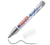edding 5100 marcador acrílico de trazo medio - plata - 1 rotulador acrílico resistente al agua - punta redonda 2-3 mm - pintura acrílica para lienzo, papel kraft, madera y piedra, Unidad