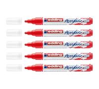 EDDING 5100 - Rotuladores acrílicos (5 unidades), color rojo