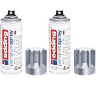 Edding 5200-923 - Spray de pintura acrílica premium, 200 ml de máxima opacidad, cubre inmediatamente, secado rápido sin burbujas, color plata mate (Paquete de 2)