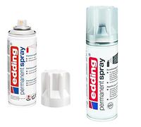 Edding 5200 spray permanente, blanco tráfico brillante, 200 ml, pintura acrílica para decorar + spray permanente de imprimación para plásticos, 200 ml