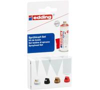 edding 5200 Spray Permanente Juego de Cabezales Rociadores, Juego de 6, Cabezales Rociadores Intercambiables en 4 Anchos del Spray Diferentes, desde Líneas Finas (1 Cm) Hasta Grandes Áreas (14 Cm)