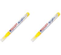 Edding 5300 marcador acrílico de trazo fino - amarillo - 1 rotulador acrílico resistente al agua - punta redonda 1-2 mm - pintura acrílica para lienzo, papel kraft, madera y piedra (Paquete de 2)