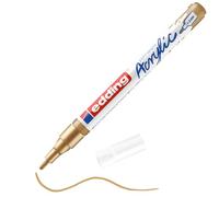 edding 5300 marcador acrílico de trazo fino - oro - 1 rotulador acrílico resistente al agua - punta redonda 1-2 mm - pintura acrílica para lienzo, papel kraft, madera y piedra