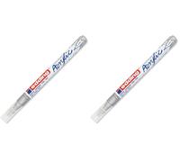 Edding 5300 marcador acrílico de trazo fino - plata - 1 rotulador acrílico resistente al agua - punta redonda 1-2 mm - pintura acrílica para lienzo, papel kraft, madera y piedra (Paquete de 2)