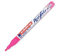 edding 5300 marcador acrílico de trazo fino - rosa neón - 1 rotulador acrílico resistente al agua - punta redonda 1-2 mm - pintura acrílica para lienzo, papel kraft, madera y piedra