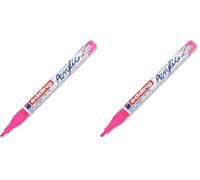 Edding 5300 marcador acrílico de trazo fino - rosa neón - 1 rotulador acrílico resistente al agua - punta redonda 1-2 mm - pintura acrílica para lienzo, papel kraft, madera y piedra (Paquete de 2)