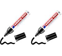 edding 550 marcador permanente - negro - 1 rotulador - punta redonda 3-4 mm - resistente al agua, de secado rápido, rotuladores indelebles - para cartón, plástico, madera, metal, vidrio (Paquete de 2)