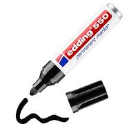 edding 550 marcador permanente - negro - 1 rotulador - punta redonda 3-4 mm - resistente al agua, de secado rápido, rotuladores indelebles - para cartón, plástico, madera, metal, vidrio