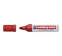 edding 550 marcador permanente - rojo - 1 rotulador - punta redonda 3-4 mm - resistente al agua, de secado rápido, rotuladores indelebles - para cartón, plástico, madera, metal, vidrio