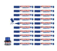 edding 660 marcador para pizarras blancas - azul - caja con recarga de 20 rotuladores - punta redonda 1,5-3mm - borrado en seco - pizarras blanca, flipchart, tablón de notas - recargable