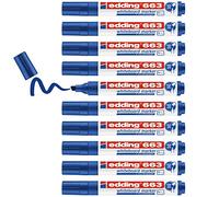 edding 363 marcador para pizarras blancas - azul - 10 rotuladores - punta biselada 1-5 mm - rotulador para pizarra blanca, borrado en seco - pizarra blanca, flipchart, tablón de notas - recargable