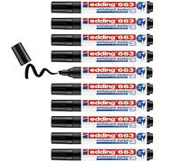 Edding 663 - Caja con 10 Marcadores para Pizarras Blancas - Punta Biselada 1-5mm - Negro