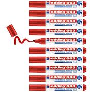 edding 363 marcador para pizarras blancas - rojo - 10 rotuladores - punta biselada 1-5 mm - rotulador para pizarra blanca, borrado en seco - pizarra blanca, flipchart, tablón de notas - recargable