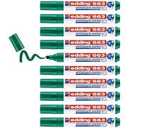 Edding 663 - Caja con 10 Marcadores para Pizarras Blancas - Punta Biselada 1-5mm - Verde