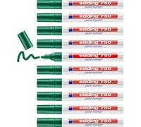 Edding 750-004 - 10 Marcadores de Tinta Opaca - Punta Redonda de 2-4mm - Verde