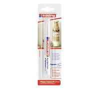 edding 750 marcador de tinta opaca brillante - blanco - 1 rotulador - punta redonda 2-4 mm - rotulador brillante efecto lacado para vidrio, piedras, madera, plástico, papel - color permanente