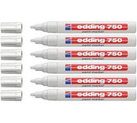 edding 750 marcador de tinta opaca brillante - blanco - 1 rotulador - punta redonda 2-4 mm - rotulador brillante efecto lacado para vidrio, piedras, madera, plástico, papel - color permanent