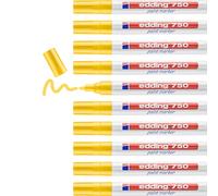 edding 750 marcador de tinta opaca - amarillo - 10 rotuladores - punta redonda 2-4 mm - para metal, vidrio, piedras o plástico - resistente al calor, permanente, no mancha, impermeable