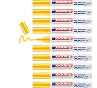 edding 750 marcador de tinta opaca brillante - amarillo - x10 - punta redonda 2-4 mm - rotuladores brillante efecto lacado para vidrio, piedras, madera, plástico, papel - color permanente