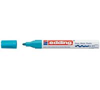 edding 750 marcador de tinta opaca brillante - azul claro - 1 rotulador - punta redonda 2-4 mm - rotulador brillante efecto lacado para vidrio, piedras, madera, plástico, papel - color permanent