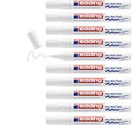 edding 750 marcador de tinta opaca brillante - blanco - x10 - punta redonda 2-4 mm - rotuladores brillante efecto lacado para vidrio, piedras, madera, plástico, papel - color permanente