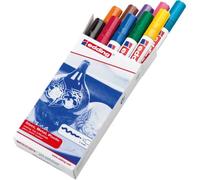 edding 750 marcador de tinta opaca brillante - multicolor - 10 rotuladores - punta redonda 2-4 mm - rotulador brillante efecto lacado para vidrio, piedras, madera, plástico, papel - color permanente