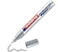 edding 750 marcador de tinta opaca brillante - plata - 1 rotulador - punta redonda 2-4 mm - rotulador brillante efecto lacado para vidrio, piedras, madera, plástico, papel - color permanente