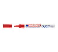 edding 750 marcador de tinta opaca brillante - rojo - x10 - punta redonda 2-4 mm - rotuladores brillante efecto lacado para vidrio, piedras, madera, plástico, papel - color permanente