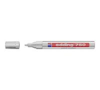 edding 750 marcador de tinta opaca - plata - 1 rotulador - punta redonda 2-4 mm - para metal, vidrio, piedras o plástico - resistente al calor, permanente, no mancha, impermeable