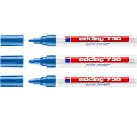 Edding 750 - Rotulador (3 unidades, paquete ahorro, 9 colores a elegir), color azul claro 3 unidades